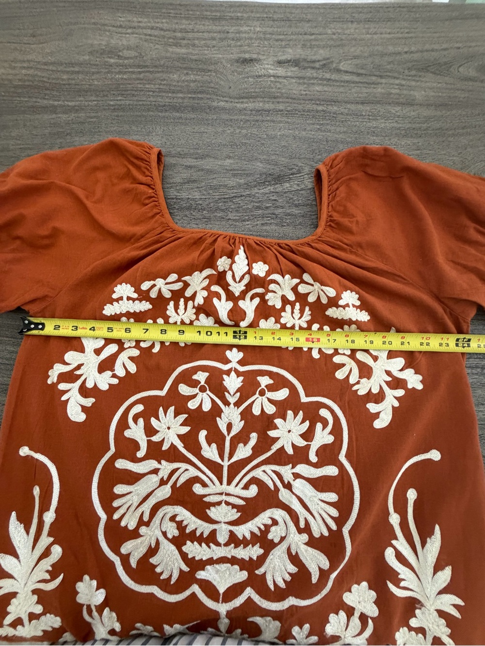 Free People Rust Mini Dress with Cream Embroidery - Picture 6 of 9